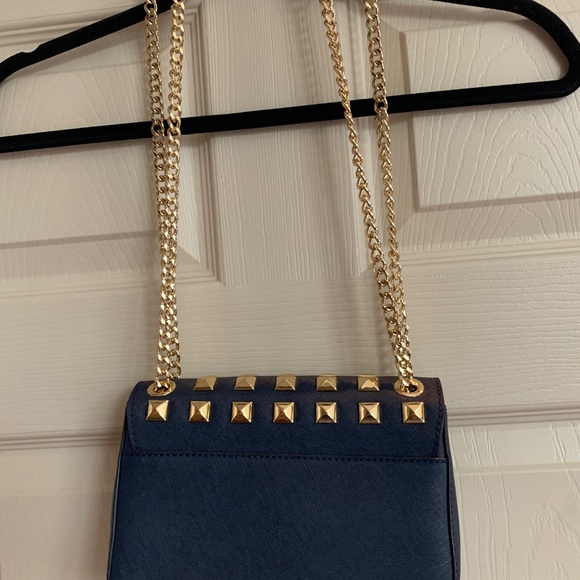 Michael Kors Navy Blue SmallLeather Stud Handbag - Picture 5 of 8